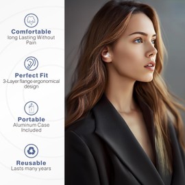 Softvox Sleeping Ear Plugs 3 Pairs, Noise Cancelling Earplugs for Side Sleeper Study Travel Working Block Snoring, Reusable Soft Silicone Earbuds for Misophonia, Tinnitus,Sensitivity, White