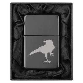 ROLYAD Lighter in Black Silk Lined Gift Box Crow Raven Blackbird (Black)