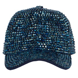 TOP HEADWEAR Women's Full Sparkle Rhinestone Gem Bling Baseball Cap - Navy