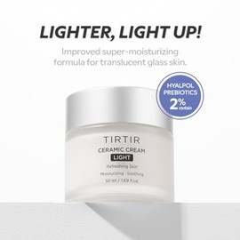 TIRTIR Ceramic Cream Light Refreshing Skin 50 ml - Crema Hidratante Facial Coreana ligera con Acido poliglutámico, betaina y prebióticos - Crema Facia