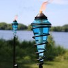 Sunnydaze Blue Glass Torch with Metal Swirl, Outdoor Patio and