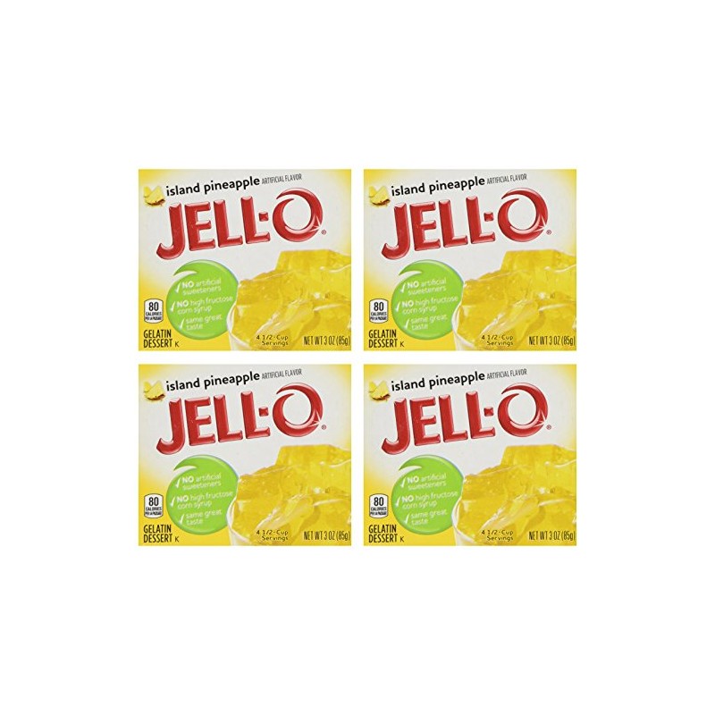 Jell-O Island Pineapple Gelatin Mix, 3 oz Boxes (Pack of