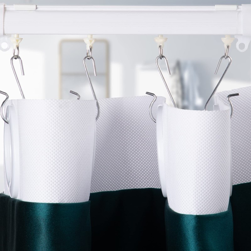 60 Pieces Shower Curtain Pack of 30 Pieces Hooks and