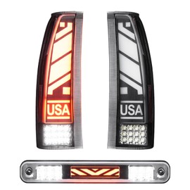 Tresound Tail Lights + 3rd Third Brake Cargo Lamp for Silverado 94-98, for Chevy GMC C1500 C2500 C3500 K1500 K2500 K3500 88-00, for Blazer 92-94, Rear LED Taillight Assembly, Clear Lens