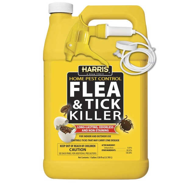 Harris Flea and Tick Killer, Liquid Spray with Odorless and Non-Staining Extended Residual Kill Formula (Gallon)