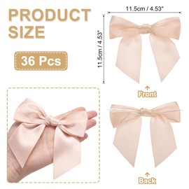 PATIKIL 4.5" Twist Tie Satin Bow, 36Pcs Large Twist Tie Pretied Satin Ribbon Bow Premade Wrapping Bownot Decoration for Treat Bag Craft DIY Wedding Christmas Package Gift, Rose Gold
