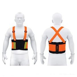Truper FAJA-MN, Faja lumbar de alta visibilidad c/reflejantes, naranja, M