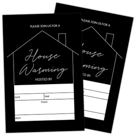 YUEXLL Black Minimalist Housewarming Invitations Housewarming Party Invitations with Envelopes Set of 20 Modern New Home Invitation Cards -02