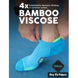 Juclise Bamboo Compression Socks for Running Invisible Coolmax Padded Blisters for Sports, Glacier White+Cobalt Blue+Azure Blue, 35 - 38