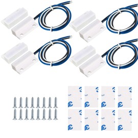 GUUZI 4 Sets NO/NC Magnetic Switch Wiring Recessed Door Sensor Hidden Window Contact Reed Switch for Access Control Replacement of Alarm System (White)