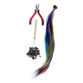 LALAFINA 50pcs Hair Extensions Kit with Plier Hook Rings Hair Diy Styling Random Color