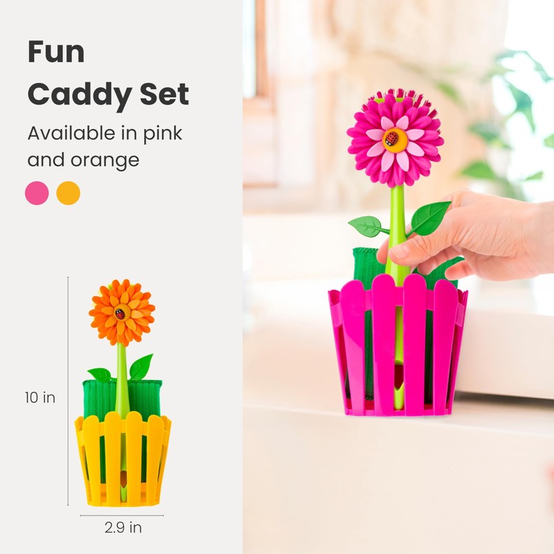 Vigar Flower Power 3-in-1 Kitchen Sink Caddy Set, Flower-Shaped Dish