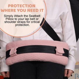 RoamReady Seat Belt Pillow for Mastectomy Post-Surgery, Heart Surgery Recovery Support Cushion Pad for Chest Chemo Port Pacemaker Bypass Hysterectomy Recovery Gifts for Women (Pink)