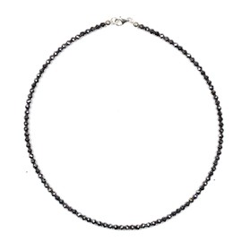 Haematin Jewellery Necklace Haematin Beads Faceted Size Approx. 4 mm Clasp 925 Sterling Silver Model Number 7056, Stainless Steel, Hematite