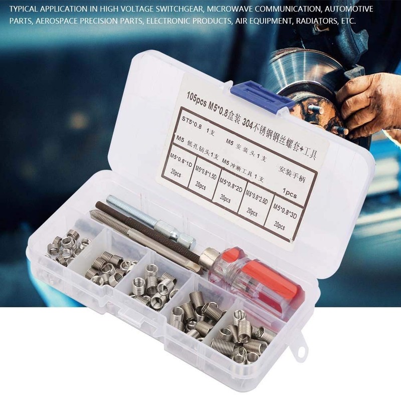 105 Pieces Thread Repair Insert Kit, Hand Tool Set, Comprehensive