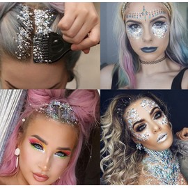 Holographic Silver - Face & Body Glitter - Chunky Glitter - Uses Include: Holidays, Cheerleading, Festival, Rave, Hair, Makeup, Face, Body, Nails, Resin, Arts & Crafts, Resin, Tumblers, Bath Bombs