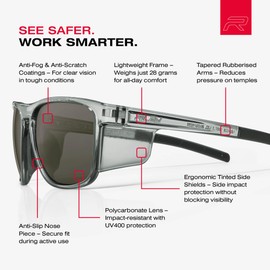 Riley Navigator X Premium Safety Glasses for Work – Anti-Fog, Scratch-Resistant Protective Work, Sports & Cycling Glasses - UV400 Safety Sunglasses Men & Women Suitable Eyewear - Polarised Lens