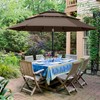 ABCCANOPY Solar Led Patio Umbrellas 3-Tiers 9FT (Brown)