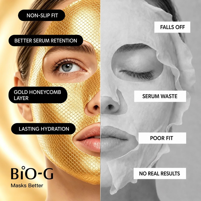 Collagen Face Mask with Gold, Hydrating Face Sheet Mask with