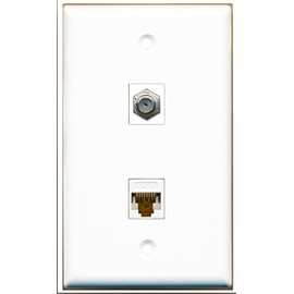 RiteAV 1 coaxial cable TV F and 1 CAT6 white Ethernet