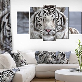 Design Art PT13274-373 Animal Wall Art, 60x32-5 Panels Diamond Shape, White