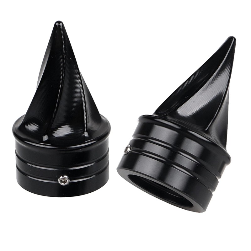 Unbranded Black Twisted Front Axle Cap Nut Covers For Harley