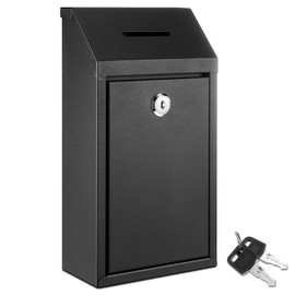 Yaocom Metal Donation Cash Box Collection Safe Suggestion Box with Lock Wall Mounted Mailbox Delivery Ballot Container for Home Office Outdoor Door