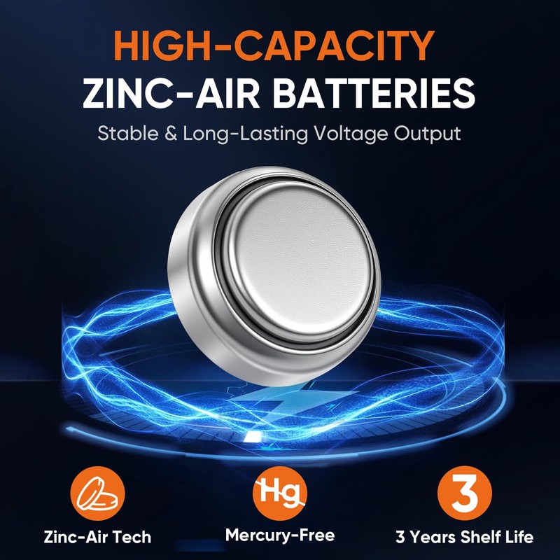 OAKDOLCHE 60 Count Hearing Aid Batteries Size 13, 1.4V Long