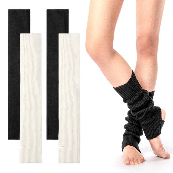 2 Pairs of Knitted Leg Warmers, Long Leg Warmers, Soft