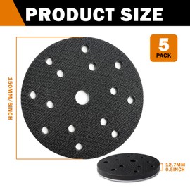 Pack of 5 Velcro Sanding Discs 150 mm, Accessories for Random Orbital Sanders, Sponge Sanding Soft Pad, Interface Cushion Pad, Special Replacement Pads for Sanders (15 Holes)