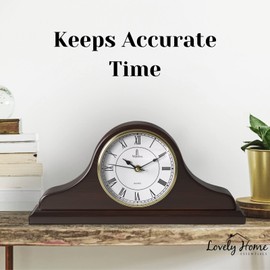 Mantel Clock Battery Operated - Wooden Mantle Clock - 15x7.5 - Silent, Made of Real Wood & Easy to Read - for Living Room Decor Above Fireplace Mantel, Office, Shelf, Table & Home Décor Gift