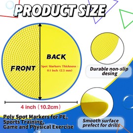 WildTracks 14 Pcs Football Spot Markers, Non-Slip Agility Flat Poly Spots, 4 inch Floor Dots for Gym,PE Equipment,Rubber Circles Multiple Color Sports Markers(with Storage Package)
