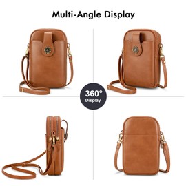 RONSIN Small Crossbody Cell Phone Purse for Women Holder Wallet Purse Shoulder Bag Adjustable Strap (Brown Purse)
