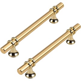 Haliwu 12 Pack Gold Cabinet Pulls 5 inch, Cabinet Handles Gold Pulls for Dresser and Drawer, Brushed Brass Drawer Handles Solid Barrel Dresser Knobs, Kitchen Hardware Knobs