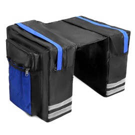 QWORK® Bike Pannier Bag, 600D PVC Pannier Bag for Bicycles, Wear-Resistant Bike Pannier Bag with Reflective Stripe, for Bicycle Rear Rack