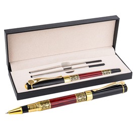 HEmlSkron Ballpoint Pens, 1.0mm Metal Signature Pen for Business Men Women, 2 Refills Black Ink Smooth Writing Pen Gift Set (Red)