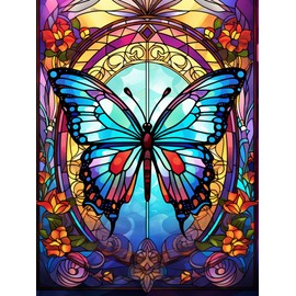FILASLFT Diamond Painting Kits for Adults,Butterfly Diamond Art Diamond Art Kits for Adults,Stained Glass Full Drill Perfect for Home Wall Decor 12X16 Inch