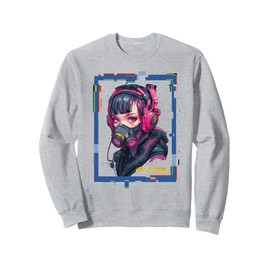 Dystopian Gas Mask Harajuku Girl Cyberpunk Sweatshirt