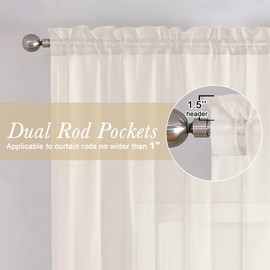 Lecloud Ivory Sheer Curtains 84 Inches Long 2 Panels, Solid Voile Light Filtering Airy Curtain Drapes for Living Room, Elegant Bedroom Semi Sheer Window Treatments, 40" W x 84" L