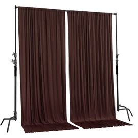 AK TRADING CO. 10 feet x 10 feet Brown IFR Polyester Backdrop Drapes Curtains Panels with Rod Pockets - Wedding Ceremony Party Home Window Decorations