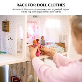 jojofuny 50Pcs Plastic Doll Clothes Hangers Doll Outfit Hanger Miniature Clothes Hanger Dollhouse Clothes Accessories ( Black )