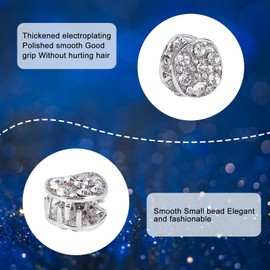 NICENEEDED 2 Pcs Mini Hair Claw Clip, Rhinestone Tiny Hairpins, Sparkly Crystal Bangs Clips Barrettes Decorative Hair Pins Small Sliver Hair Styling Accessories for Women Wedding Party Prom
