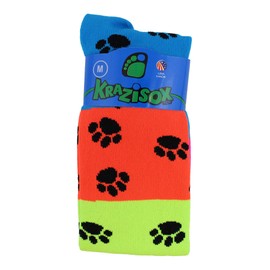 TCK Neon Rainbow Fun Print OTC Socks (Paw Print, Small)