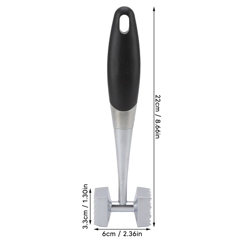Meat Tenderizer Dual Sided Zinc Alloy Ergonomic Rubber Handle Balanced