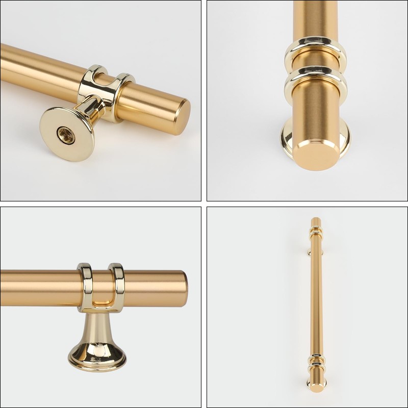 Haliwu 10 Pack Gold Cabinet Handles, Brushed Brass Cabinet Pulls