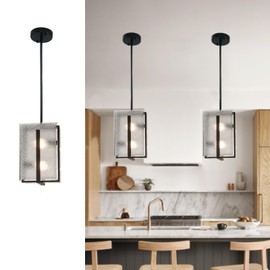 2-Light Black Glass Chandelier, Modern Crystal Chandelier For Dining Room, Water Ripple Glass Pendant Light Fixture Kitchen Island, Adjustable Hanging Chandelier Bedroom, Hallway, Foyer, Entryway