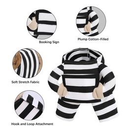 Dog Prisoner Costume with DIY Hand-Written Sign and Crime Board - Halloween Inmate Dog Costume Funny Jail Costumes, Convict Cosplay Pet Criminal Outfit with Arms for Small Medium Large Dogs, Large