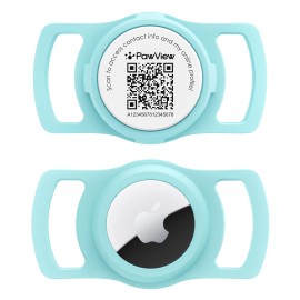 PawView Airtag Silicone QR Code Tag for Dogs & Cats - Mint Green