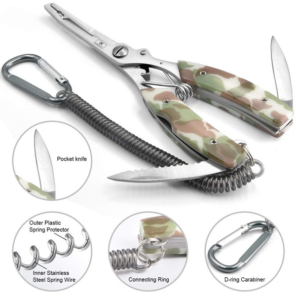 SAWKIT Fishing Pliers/Portable Fish Hook Remover/Stainless Steel Line Cutter Curved