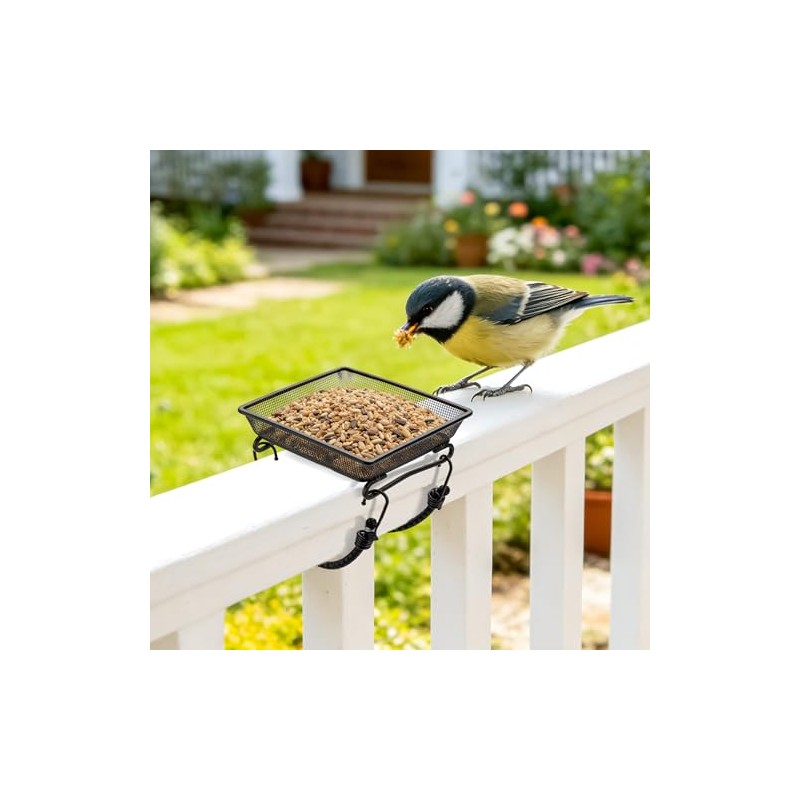 Set of 2 Metal Platform Bird Feeder Tray with 4